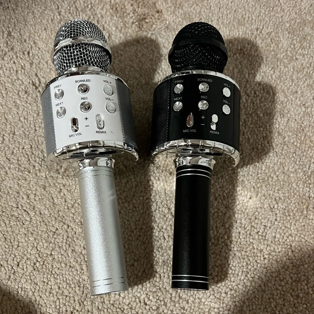 Wireless Karaoke Microphone Set - Silver and Black